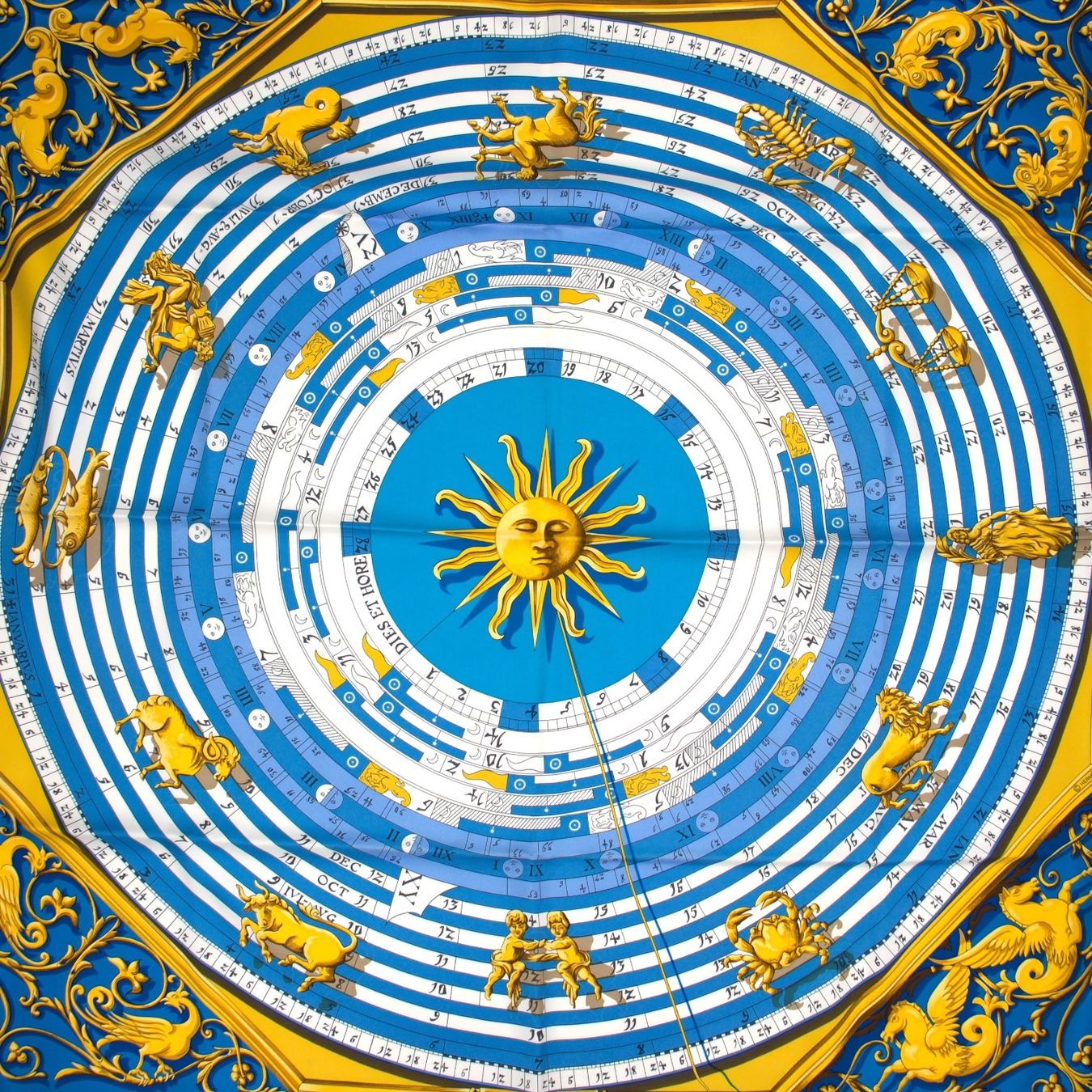 Hermès Foulard & Sciarpe: Hermès Carré "Dies et Hore" blau – Usato da Binningen venduto da Designerlabels 4