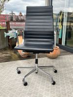 Vitra EA 119, Bürostuhl, Leder Schwarz, hoher Rücken, Rollen