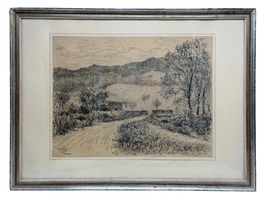 Fernand JUNOD Dessin original encre de chine Chexbres, 1947