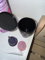 Menstruationstassen lila und pink mit Behälter