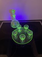 ART DECO URANGLAS SCHNAPS SET UM 1930 FRANKREICH
