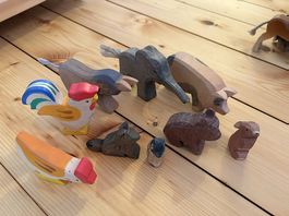 6x Ostheimer Holztiere m. Stempel Lot