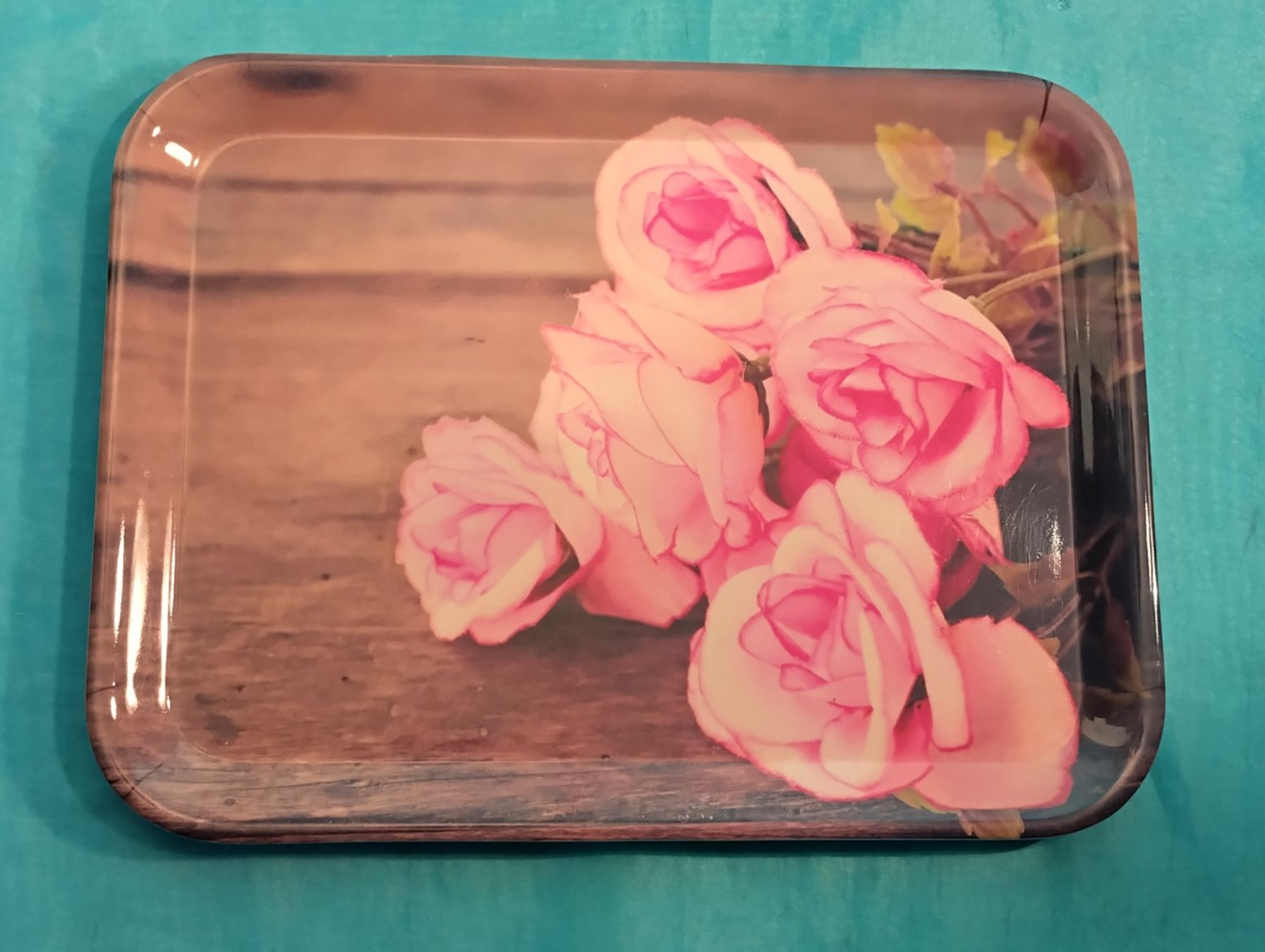 Piatti di portata: Serviertableau beige-grau mit rosa Rosen – Nuovo (secondo la descrizione) da Bellach venduto da JingleCherry