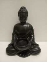 Buddha Kerzenhalter Schwarz Matt 17cm – Top Zustand