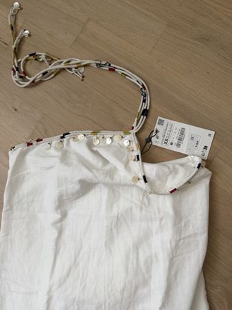 Zara Kleid weiss Gr. XS neu Neu mit Etikett Sommer Leinen