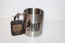 Thermobecher "Held des Tages" Edelstahl neuwertig