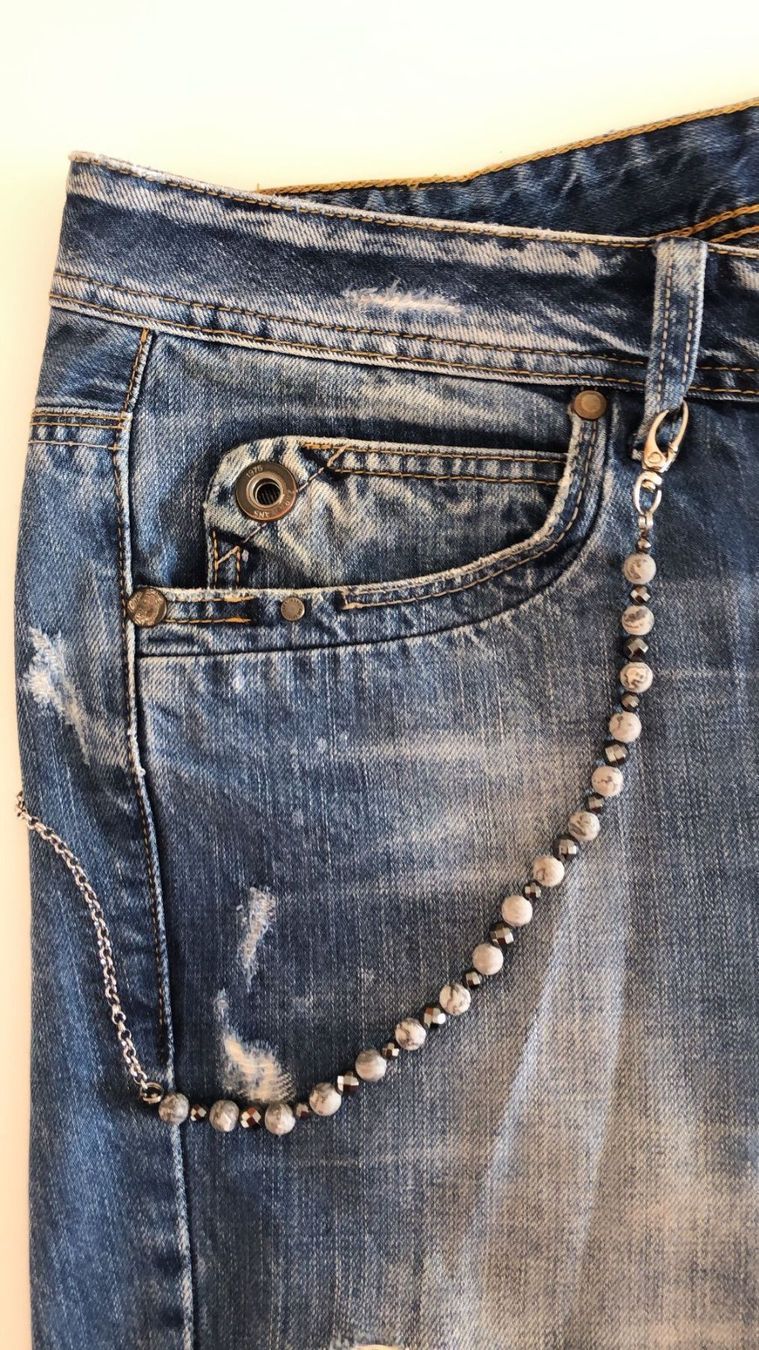 Pantaloni: Hosenkette Grau/Silber – Nuovo e nell'imballaggio originale da Biel/Bienne venduto da Bolagol9