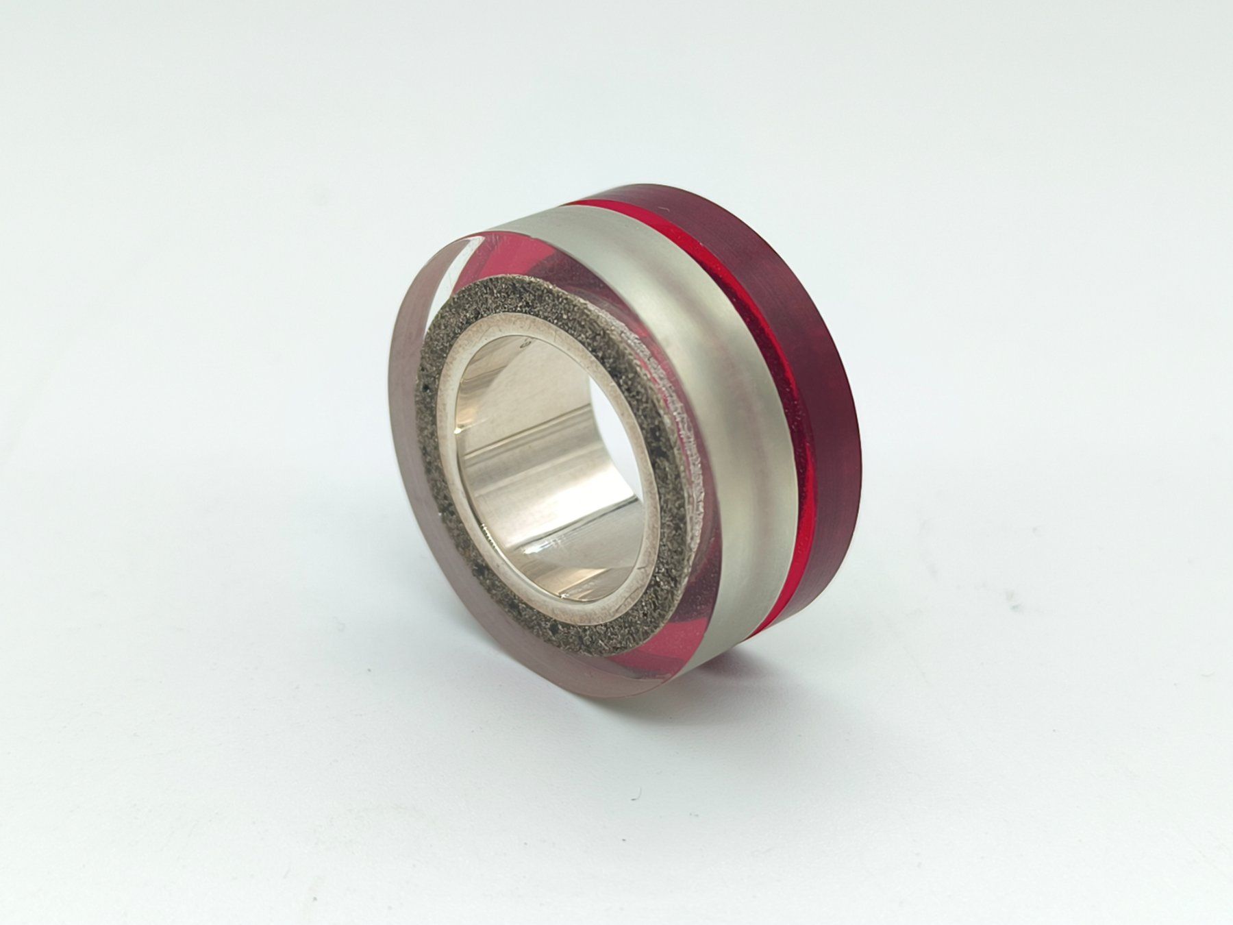 Anelli: 925 Silber Statement Ring Acryl Harz Rot Glitter Gr. 53 – Usato da Rüti ZH venduto da Restwert_Rueti_ZH 1
