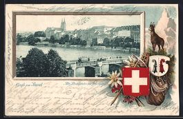 Basel, Alte Rheinbrücke mit Grossbasel,