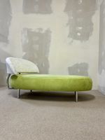 Grünes Vintage Sofa / Recamiere mit Chromfüssen, liege