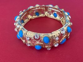 Armreif vergoldet blauer glitzer