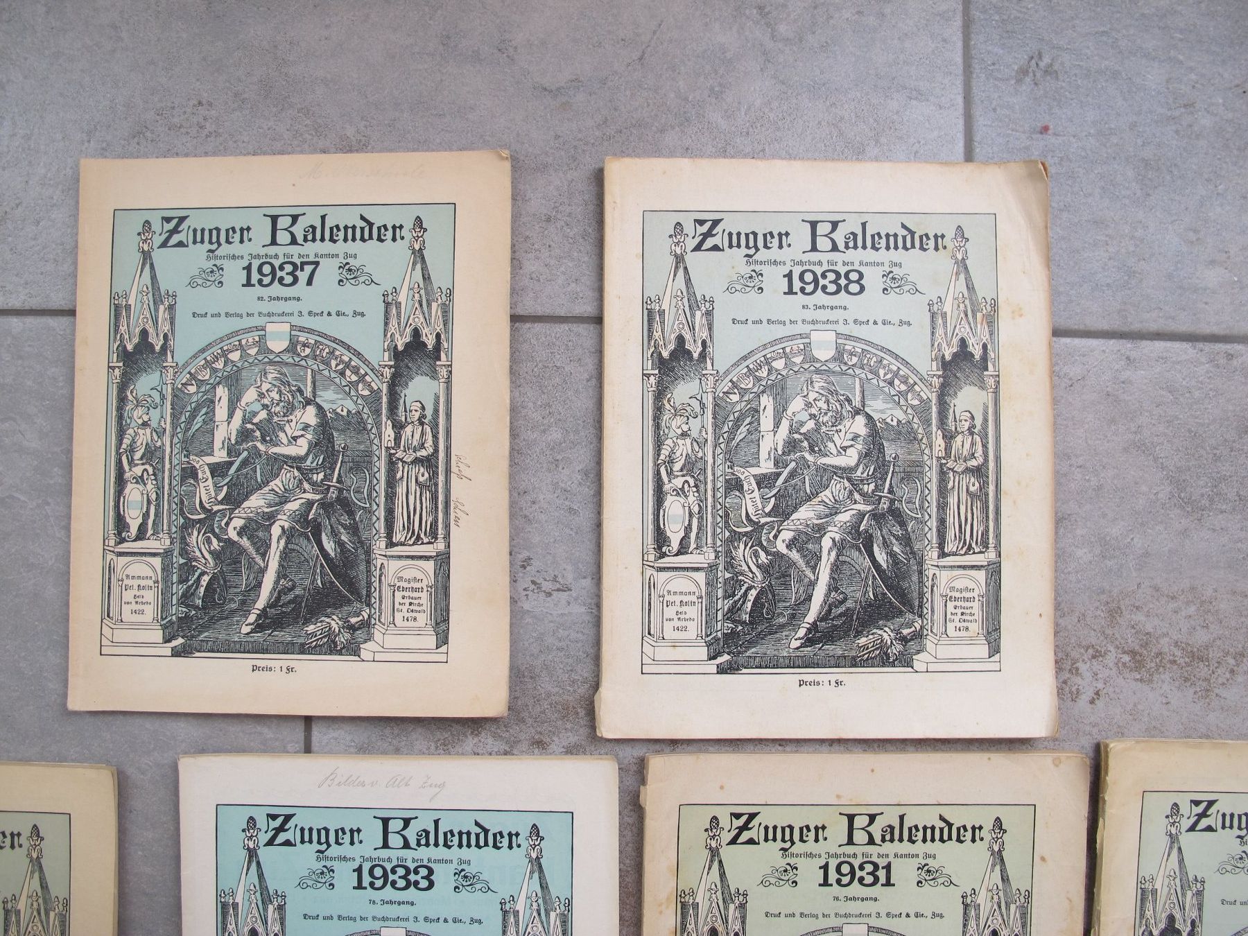 Calendari: 9 antike Zuger Kalender – Usato da Wädenswil venduto da Turusukko 1