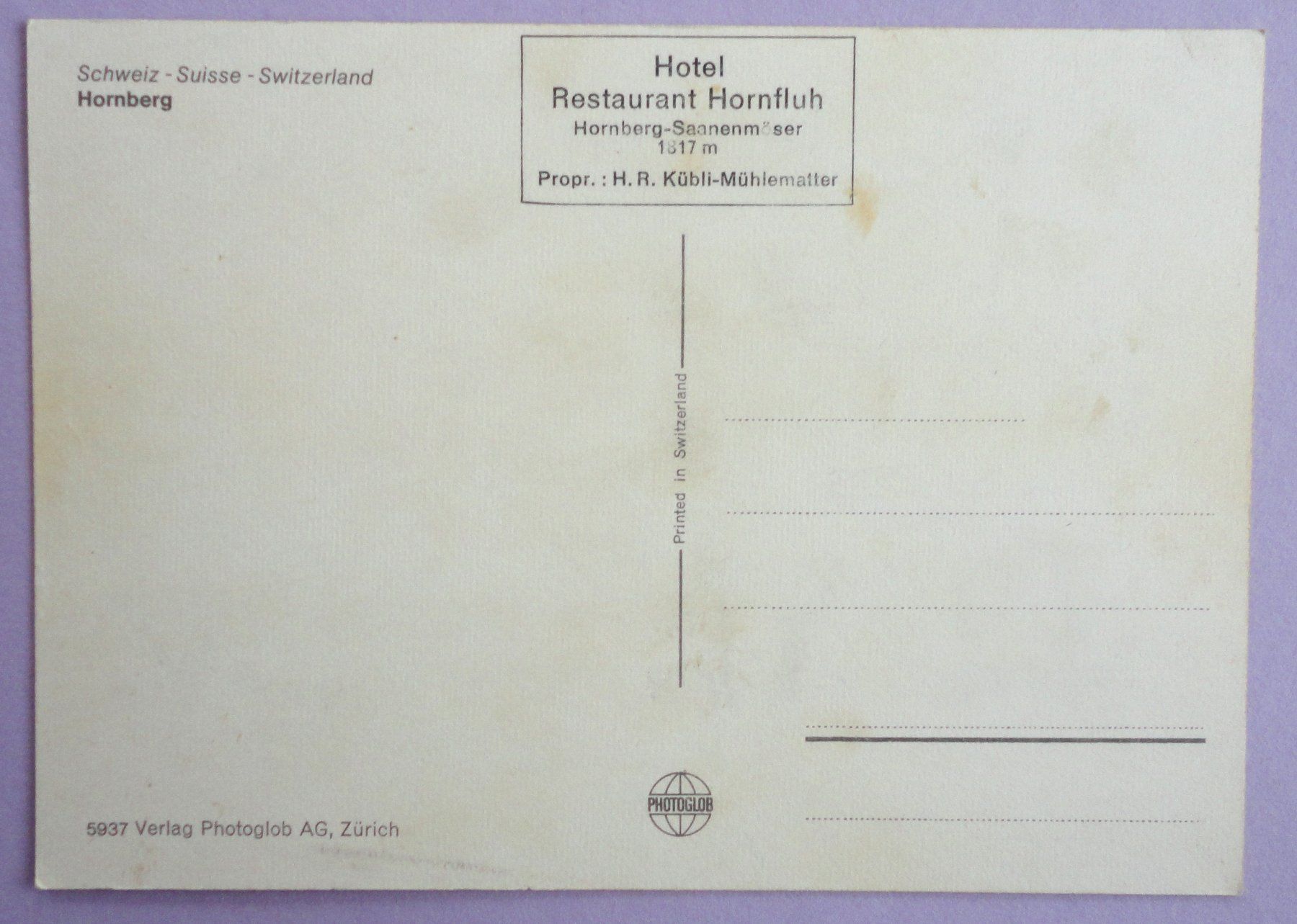 Cartoline postali: Hornberg – Difettoso da Fétigny venduto da Billy2miny 1