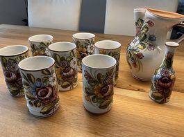 Castelli Porzellan Weinset, guter Zustand, Krug und Bechern