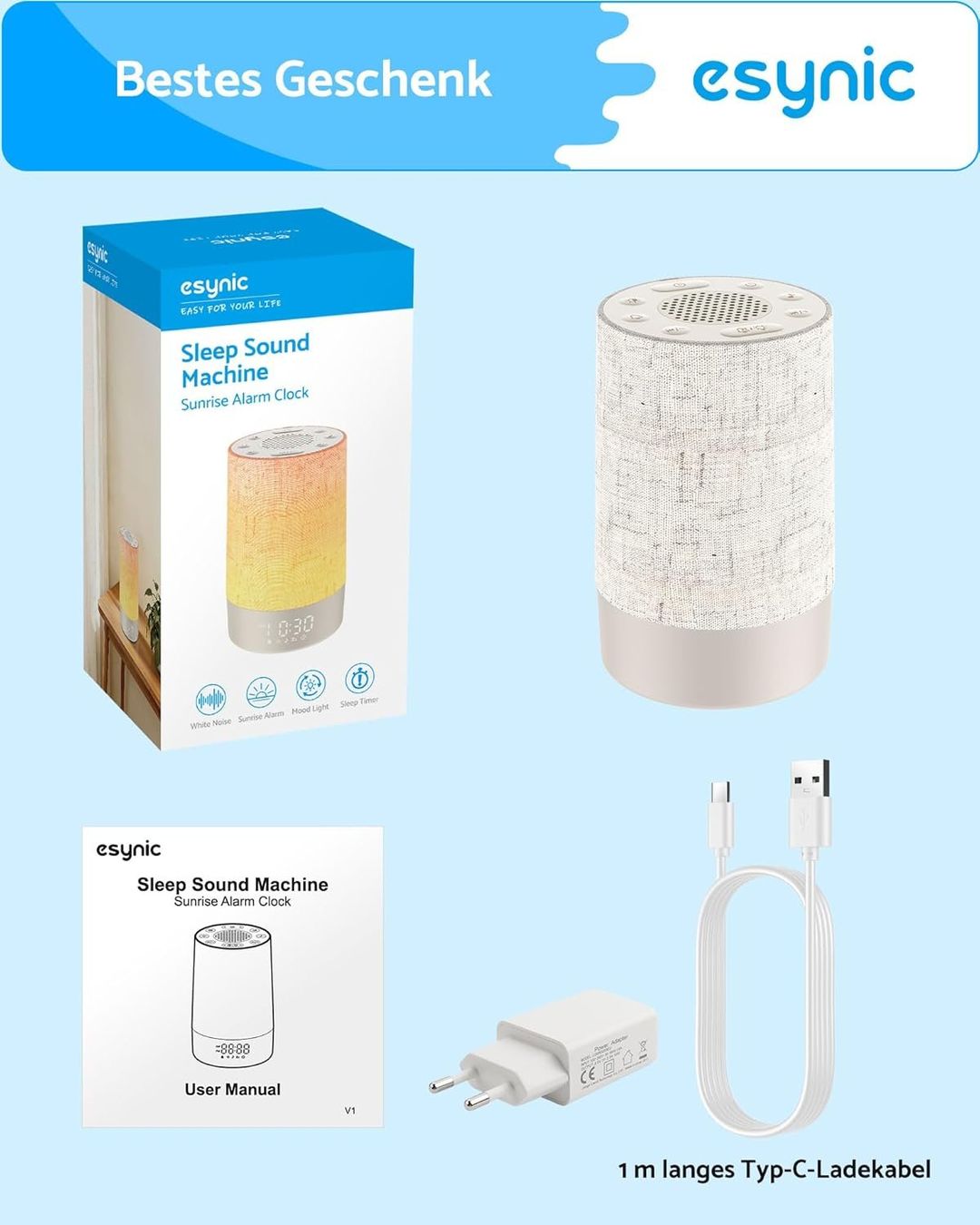 Sveglie: eSynic Lichtwecker White Noise 30 Sounds – Nuovo e nell'imballaggio originale da Suhr venduto da SchnapperCH 9