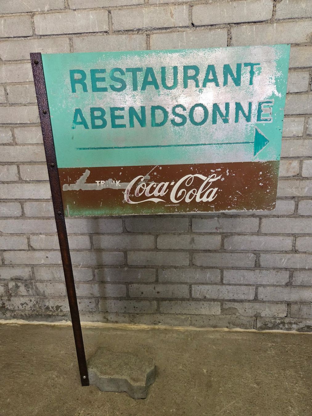 Coca-Cola Ecriteaux: Restaurant Abendsonne Coca-Cola Werbeschild Metall – D'occasion à Mollis par Cadillac58