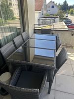 Gartentisch mit 8 Stühlen Rattangeflecht Glasplatte