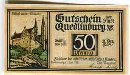 Notgeld "50 Pfennig. Quedlinburg 1921"