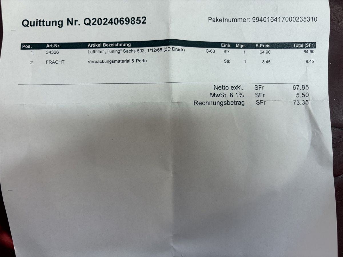 Sachs Pièces pour mobylette: Mofa Sachs 502 Luftfilter Tuning neu – Neuf avec emballage d'origine à Latterbach par Bbutz98 4