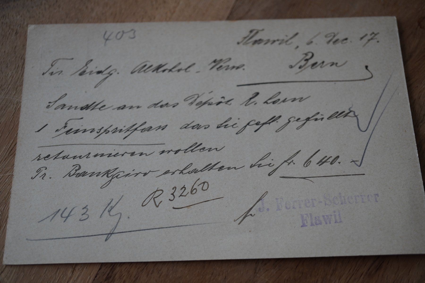 Cartoline postali: Schweiz  Alkoholverwaltung  1917 Postkarte – Usato da Eschenbach SG venduto da craniums 4