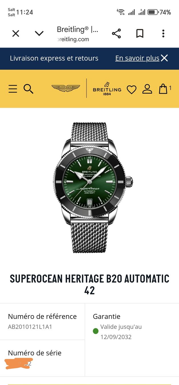 Breitling Orologi: Breitling Superocean Heritage 42 cadran vert Full Set Neuve – Nuovo e nell'imballaggio originale da TROISTORRENTS venduto da winwin63 9