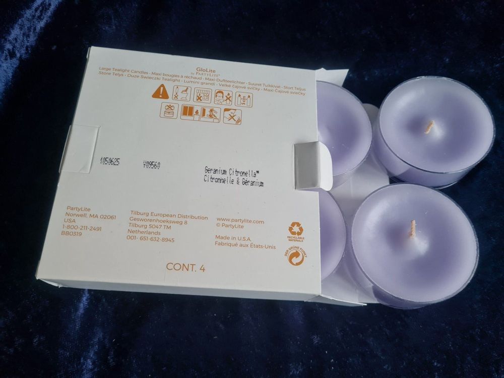 PartyLite - 4 Maxi-Teelichter Geranium-Zitronella | Kaufen auf Ricardo