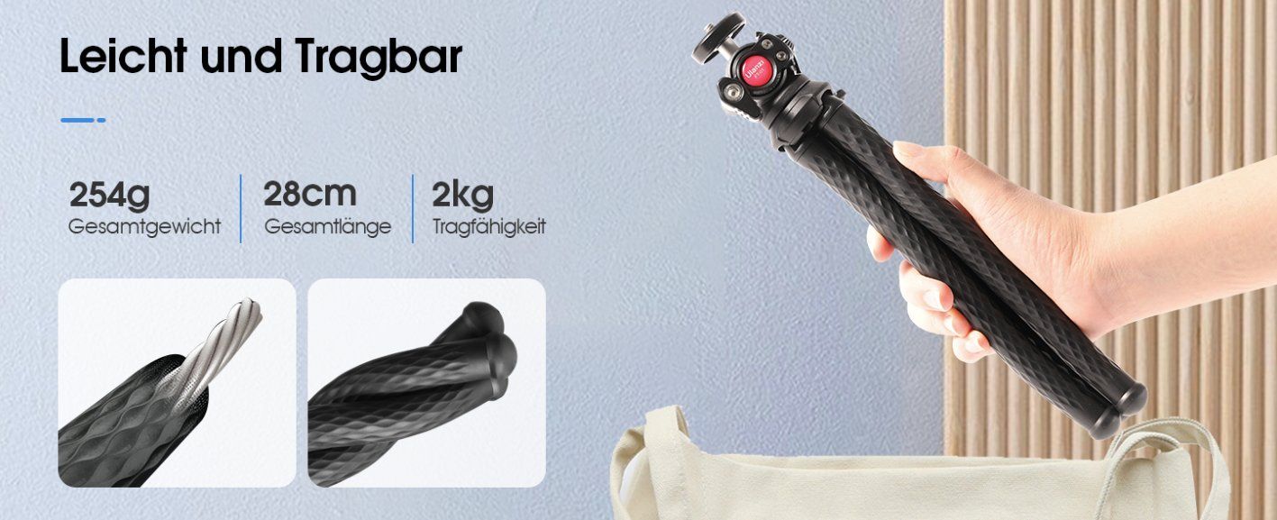 Treppiedi & Teste: Flexibles Stativ mit 1/4'' Schraubenkopf – Nuovo e nell'imballaggio originale da Châtelaine venduto da topshop.switzerland 2