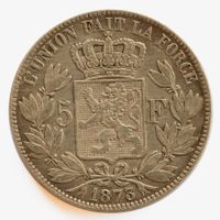 Belgien 5  Francs 1873 Leopold II Silber