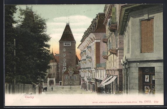 Cartoline postali: AK Ouchy, Strassenpartie mit Turm – Usato da Berlin venduto da bartko-reher