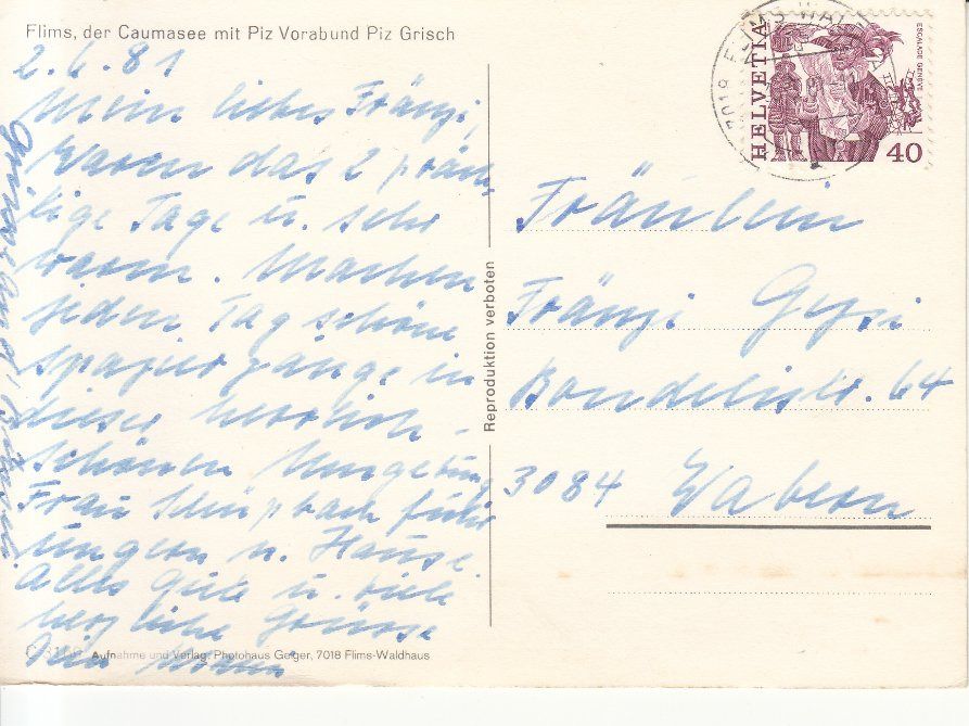 Cartoline postali: Flims Caumasee 1981 – Usato da Bürglen TG venduto da StampGraf 1