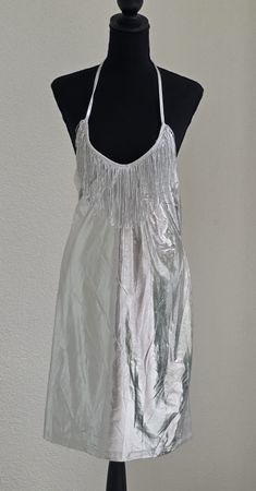 Silbernes Fransen-Kleid 🎶 Fasching/Silvester-Outfit Gr. 2XL