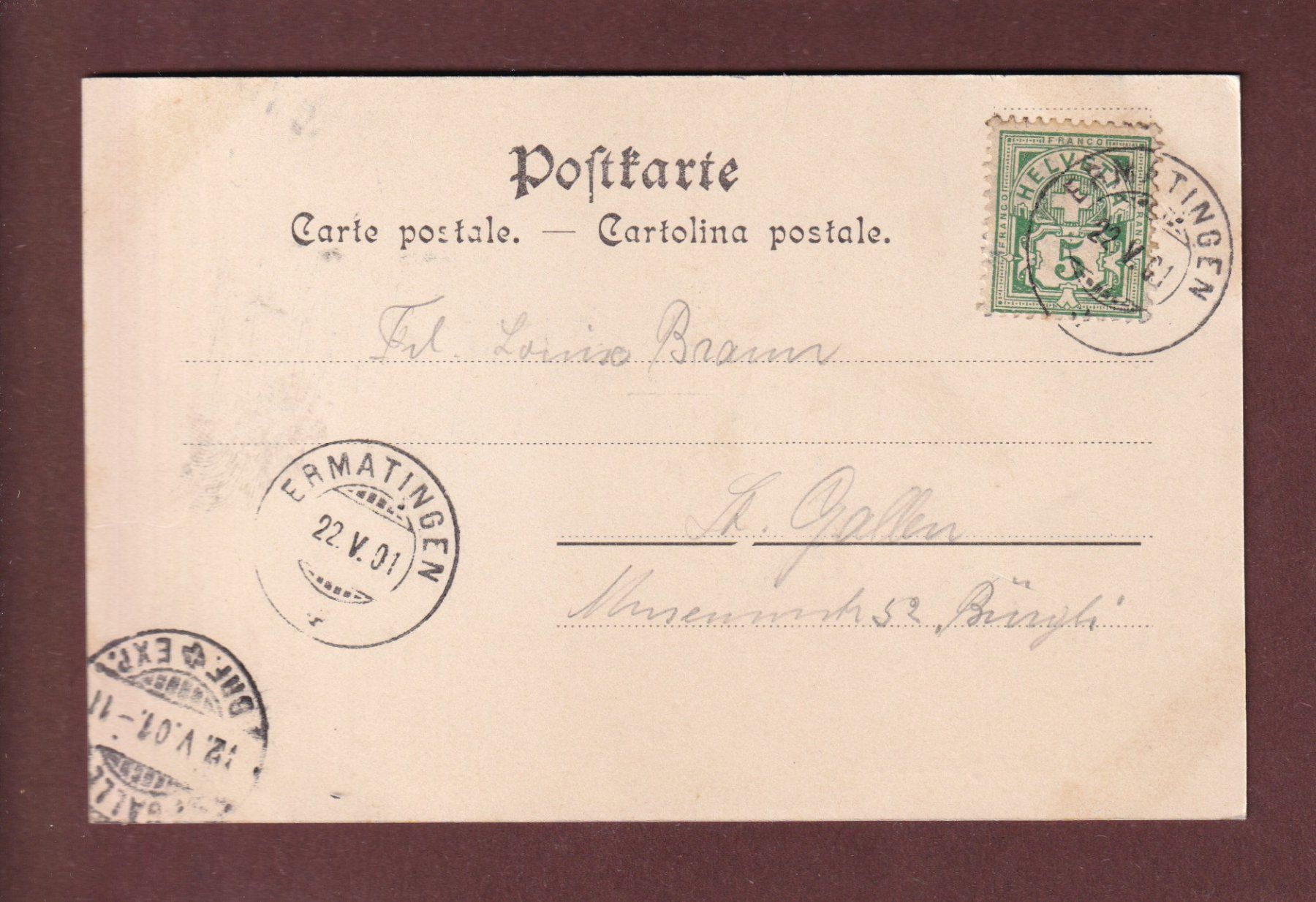 Cartoline postali: Gruss vom ARENENBERG - 1901 – Usato da Pully venduto da nicecards-shop 1