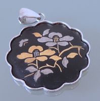 AMITA Silber 925 Anhänger aus Japan floral flower damascene