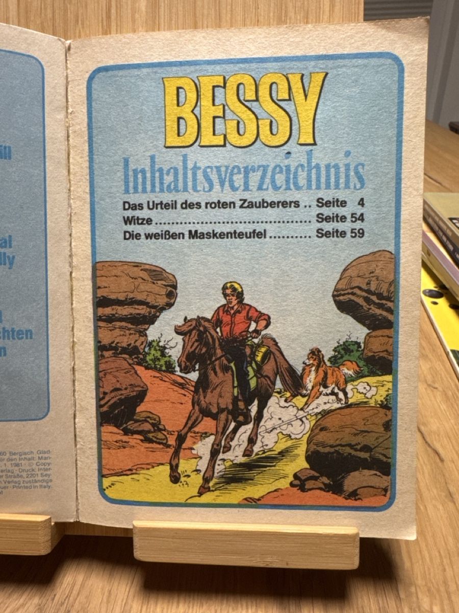 Fumetti: Bessy Comic-Buch Nr. 4 "Das Urteil des roten Zauberers" – Usato da Kestenholz venduto da smsale23 3
