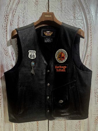 Gilet cuir vintage Harley-Davidson - Heritage Softail - XL