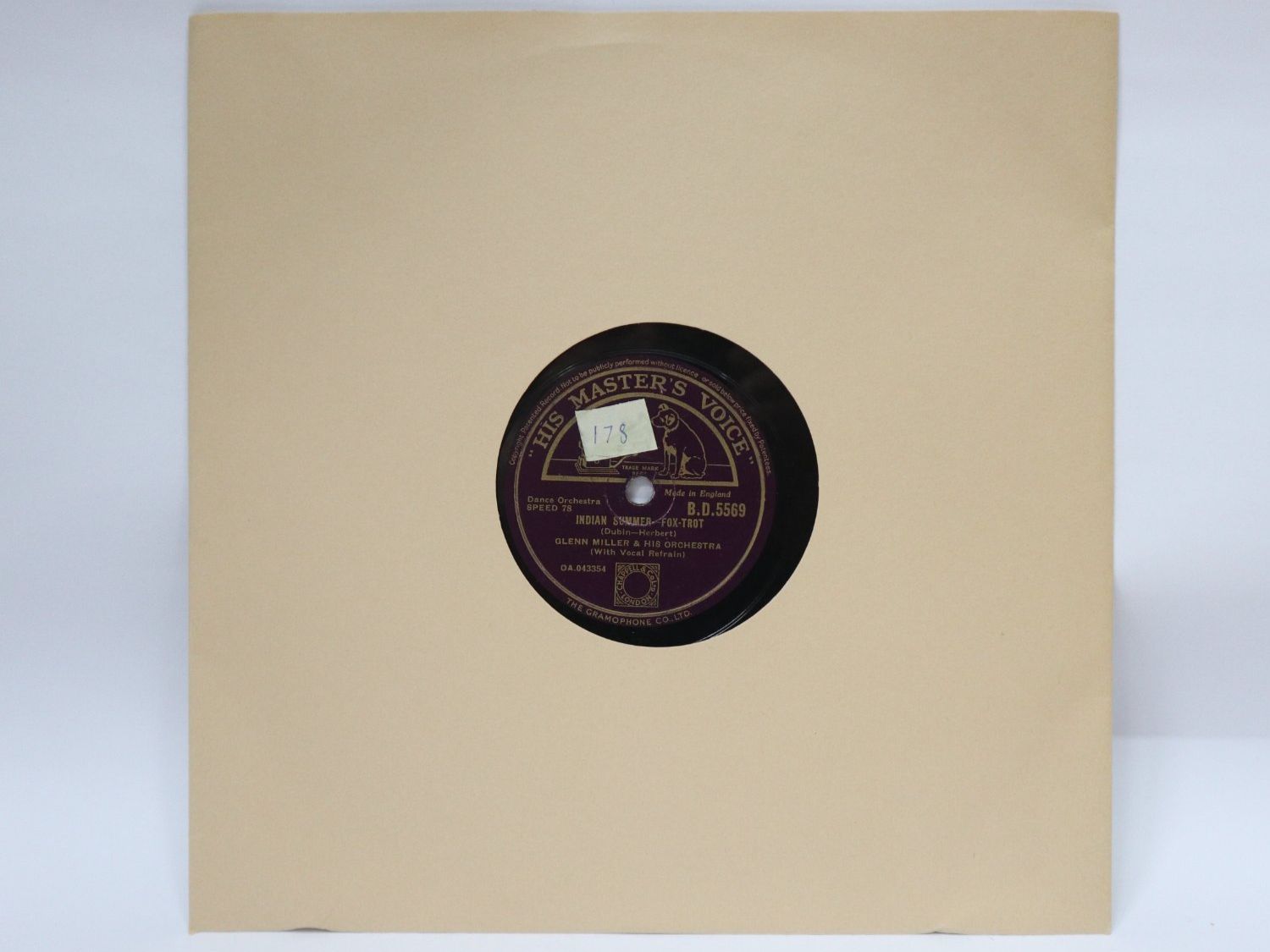 Schallplatten: Schellack Glenn Miller Indian Summer Schallplatte – Gebraucht aus Eschenbach SG von Astalavista