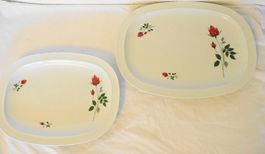 2er Set Langenthal Chateau Servierplatten Rosenmuster 70er