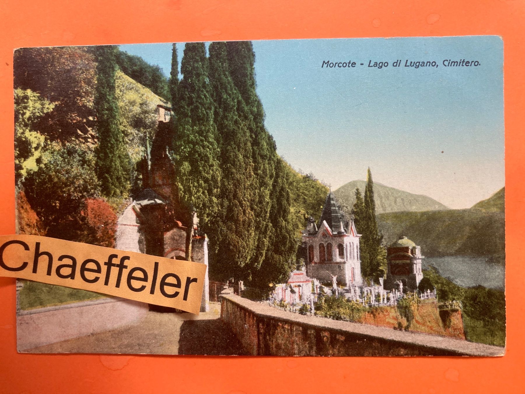 Cartoline postali: 1925 Morcote - Lago di Lugano, Cimiterio – Usato da Zürich venduto da Chaeffeler