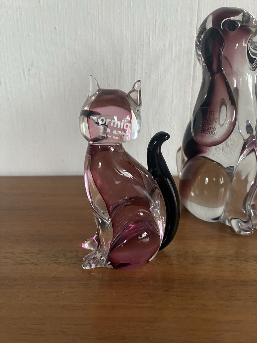 Murano Statuette: Murano Hund und Katze Vintage Design Glas Objekte – Usato da schönenwerd venduto da quartier9 6
