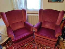 Zwei Vintage Ohrensessel Velours/Samt aus Familienbesitz
