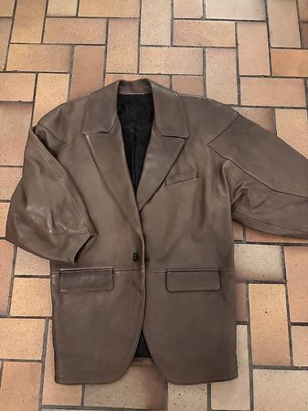 Hochwertige oversized Leder Blazer in Brown 