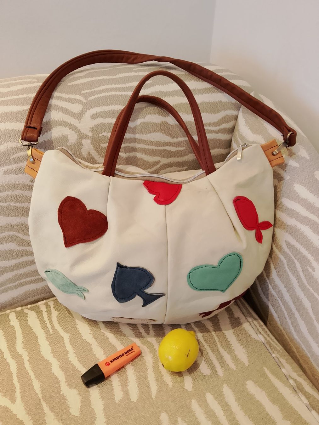 Borse da donna: Tasche Leder beige mit Kartenmotiven . Cool – Nuovo (secondo la descrizione) da Bellikon venduto da MellonCollieMitTwint 1