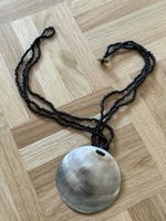 Kette Perlmutt-Anhänger rund, mehrsträngig, Glasperlen
