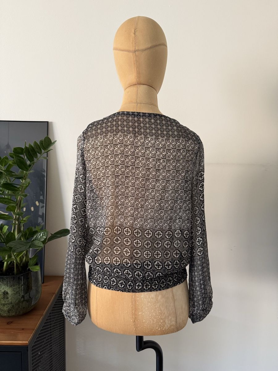 Camicette: Boho Damenbluse Schwarz Weiß Langarm Gr. M Casual – Usato da Lugano venduto da rebecca.wardrobe 6
