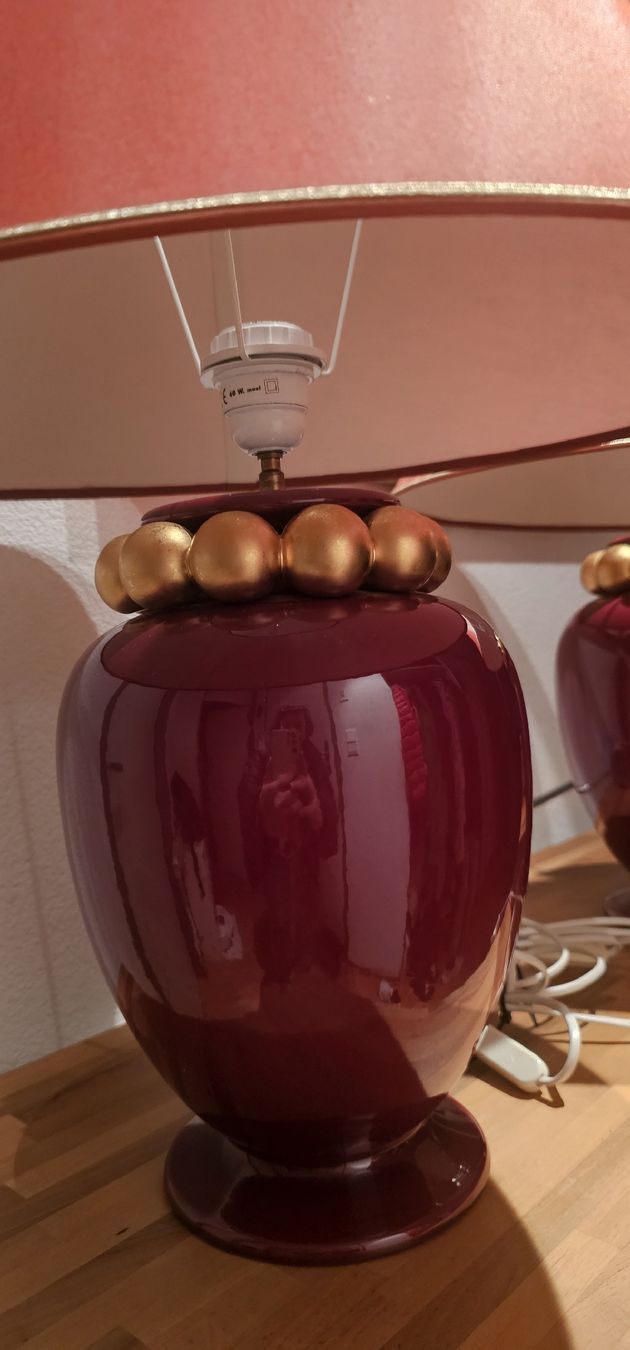 Lampade: 2 elegante Kostka Tischleuchten, weinrot – Usato da Riedikon venduto da Winter21. 5
