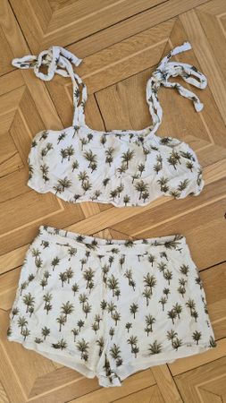Sommer Set, Crop Top und Shorts,  Palmen, Gr. XS 