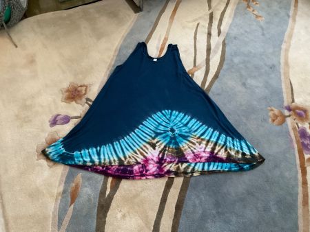 Robe d'été tie-dye batik bleu turquoise - Taille Unique -