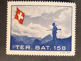 Schweiz 1939 Soldatenmarke TER.BAT.158 mit Falzspur