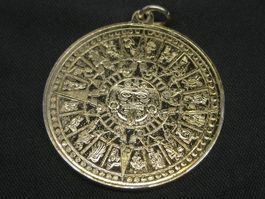 Vintage Anhänger Silber 925 vergoldet Maya Aztekenkalender