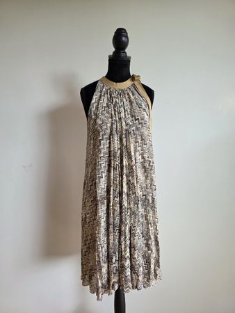 Missoni Plissee Kleid Beige Braun Gr. 42/M/L